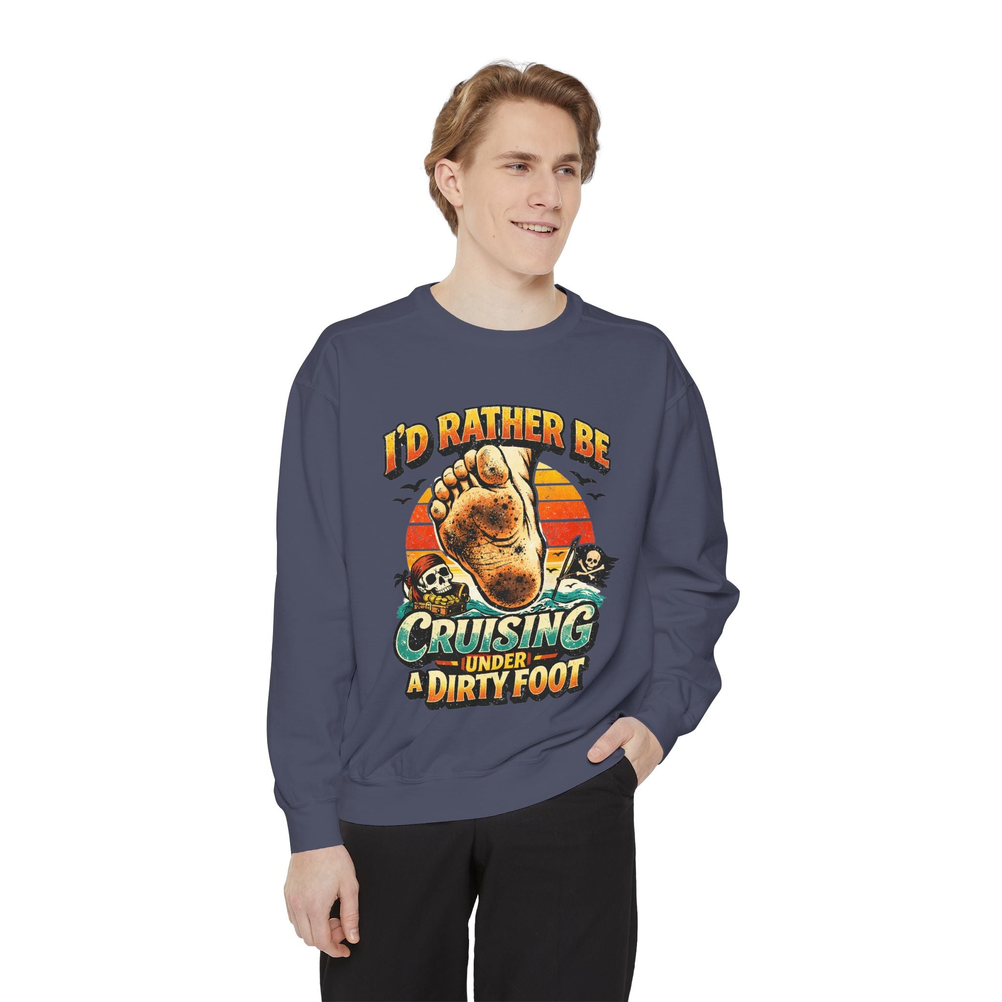 Copy of T-Shirt — "I'd Rather Be Cruising Under a Dirty Foot" Retro Beach Graphic