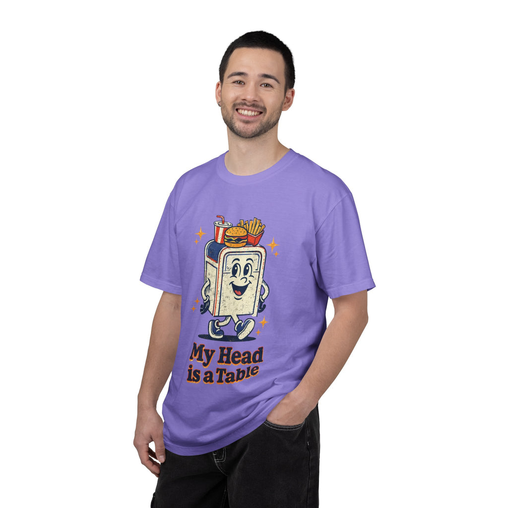 My Head Is a Table T-Shirt — Retro Cartoon Food Tray Tee