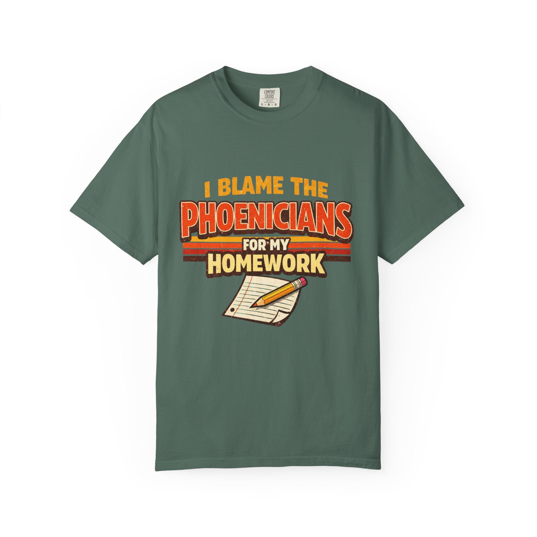 T-Shirt — "I Blame the Phoenicians for My Homework" Retro History Graphic Tee