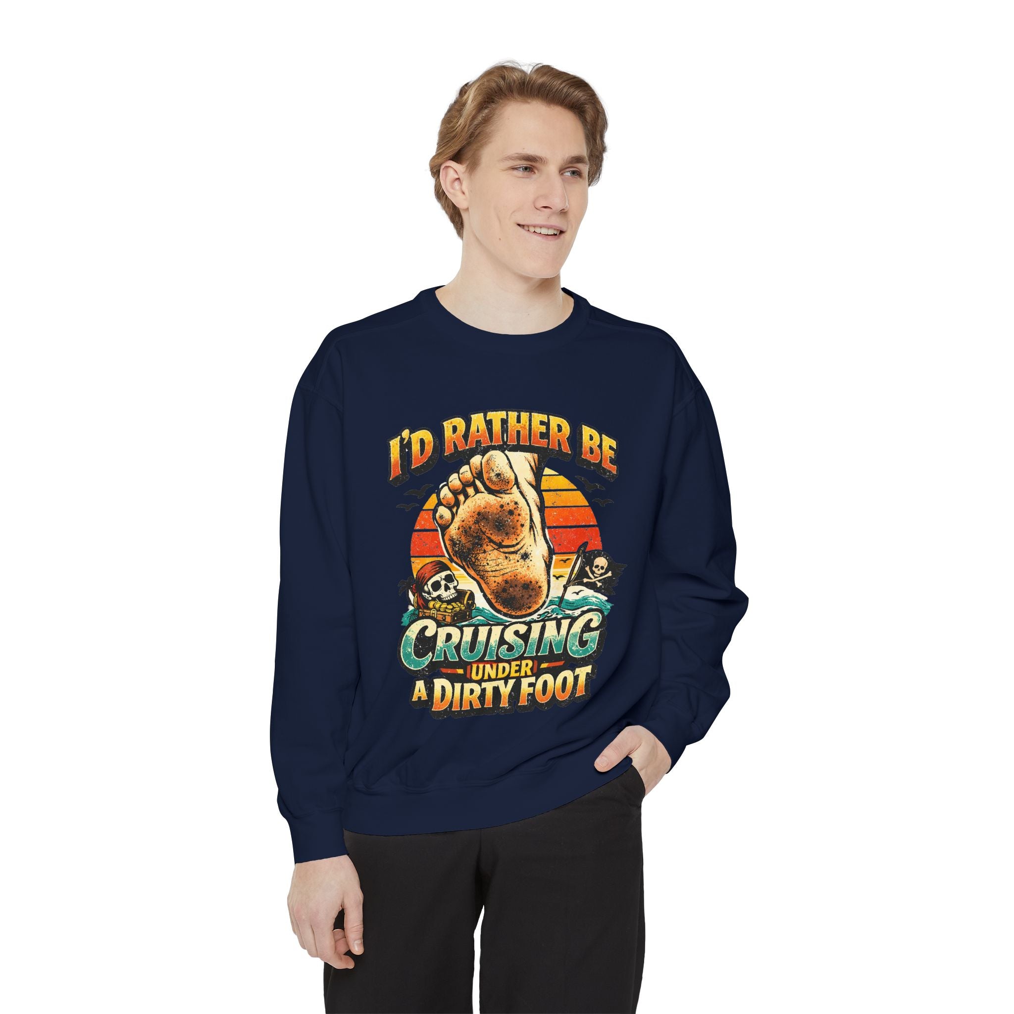 Copy of T-Shirt — "I'd Rather Be Cruising Under a Dirty Foot" Retro Beach Graphic