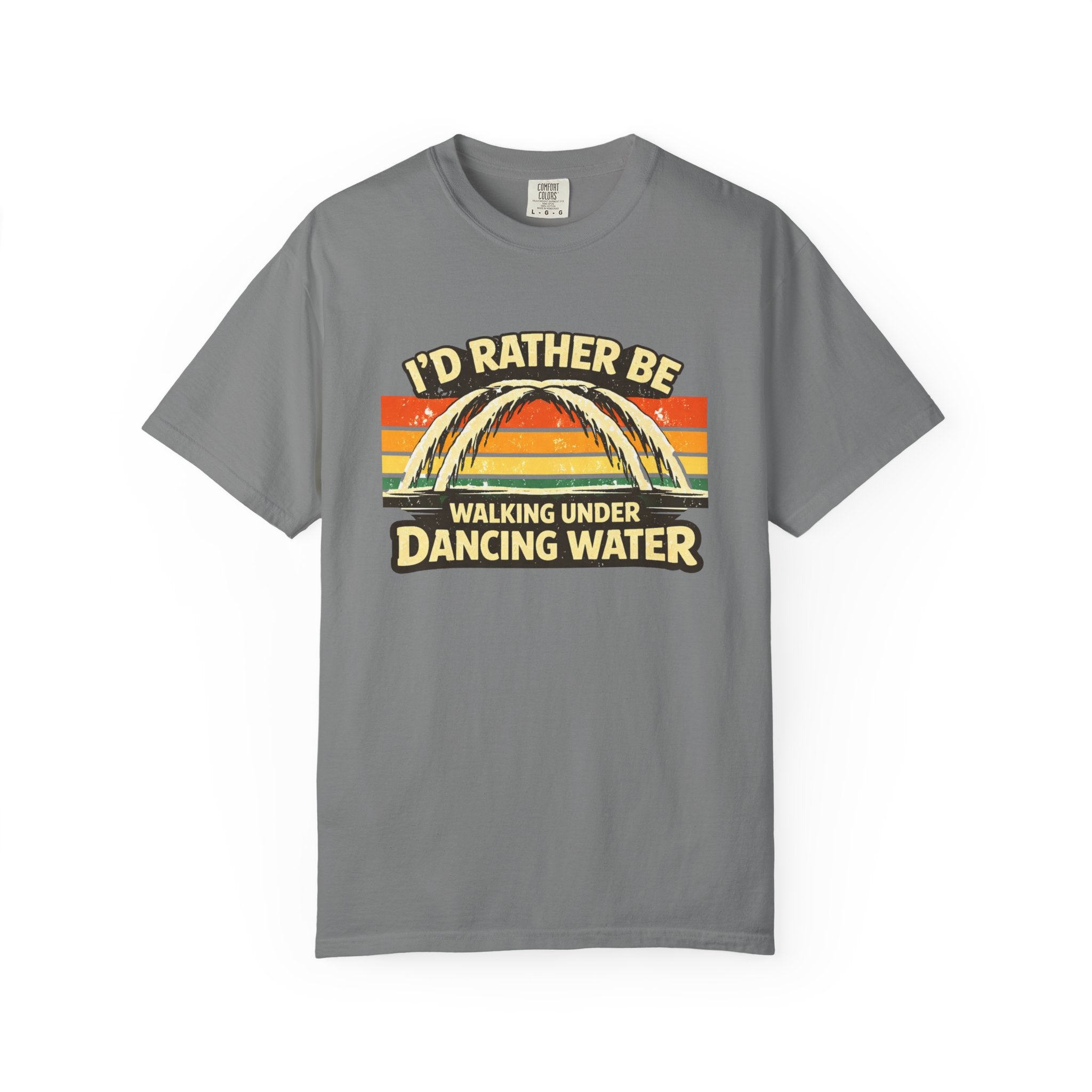 I'd Rather Be Walking Under Dancing Water T-Shirt — Retro Rainbow Nature Tee