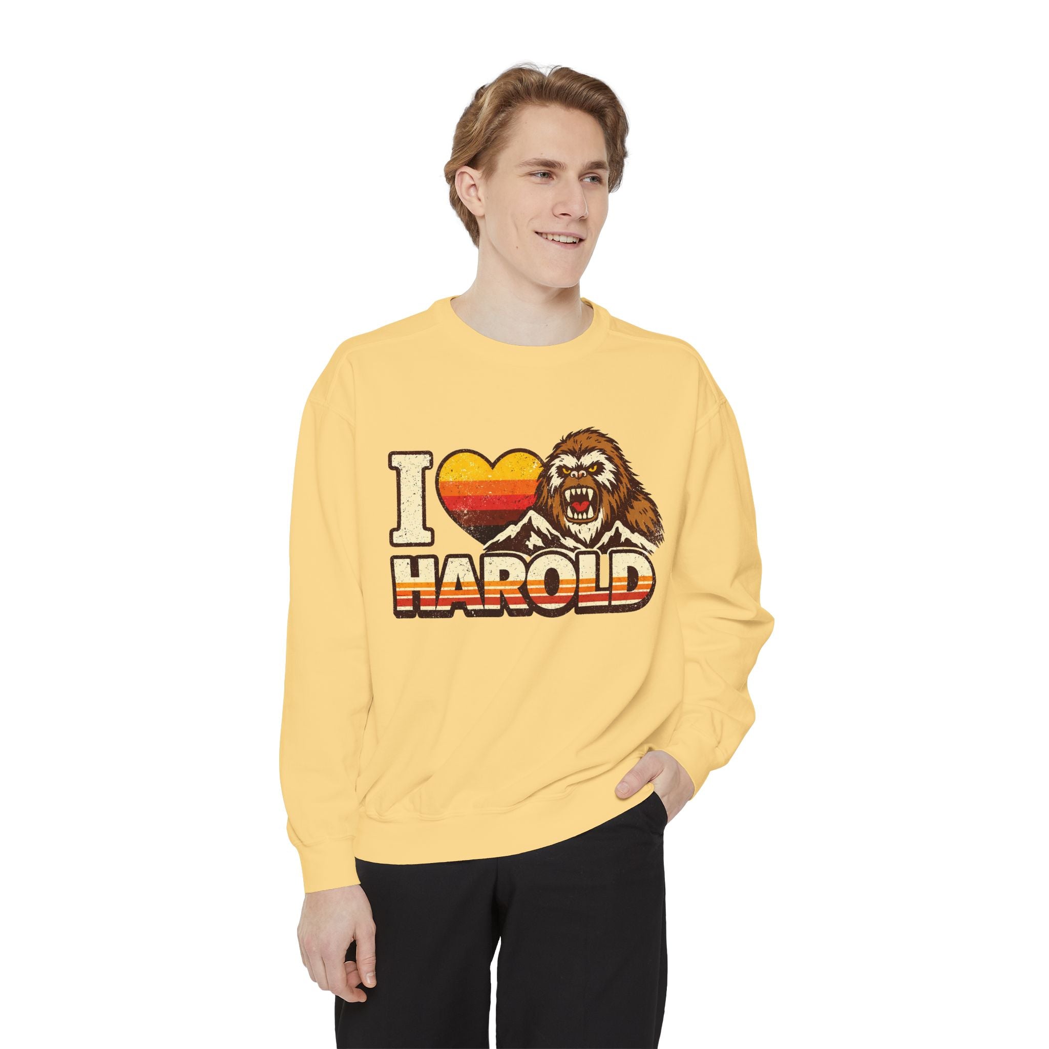 I Heart Harold Retro Sweatshirt — Vintage Mountain Sasquatch Crewneck