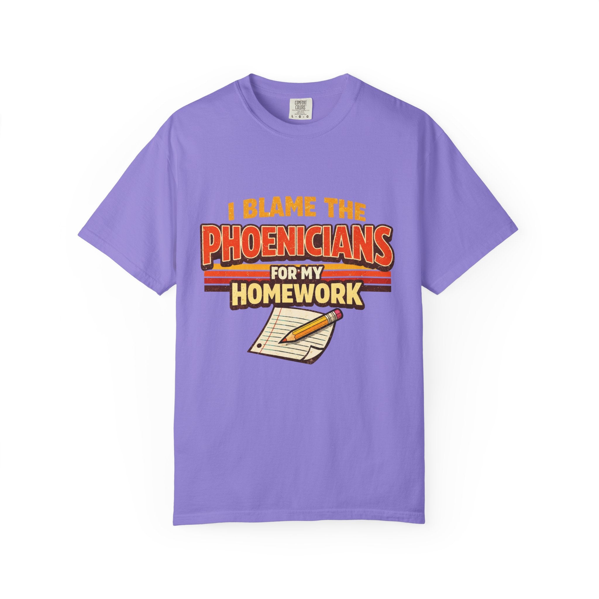 T-Shirt — "I Blame the Phoenicians for My Homework" Retro History Graphic Tee