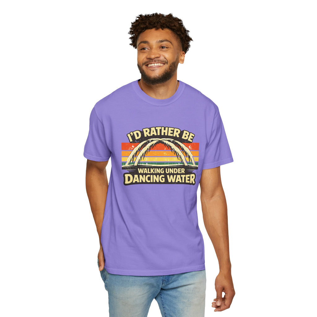 I'd Rather Be Walking Under Dancing Water T-Shirt — Retro Rainbow Nature Tee