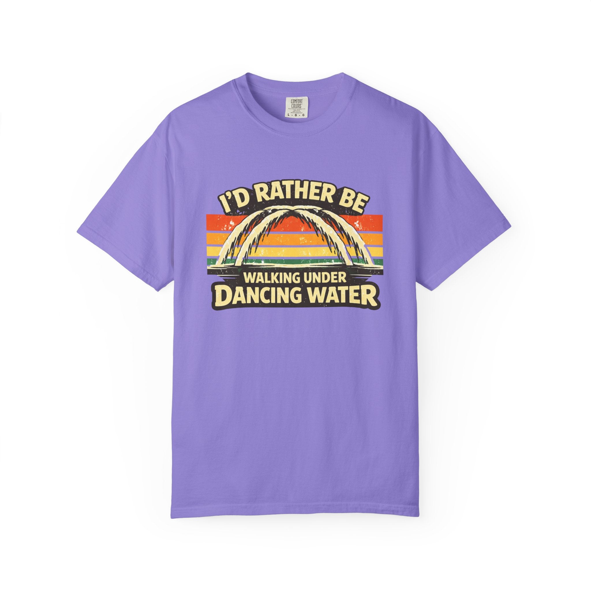 I'd Rather Be Walking Under Dancing Water T-Shirt — Retro Rainbow Nature Tee