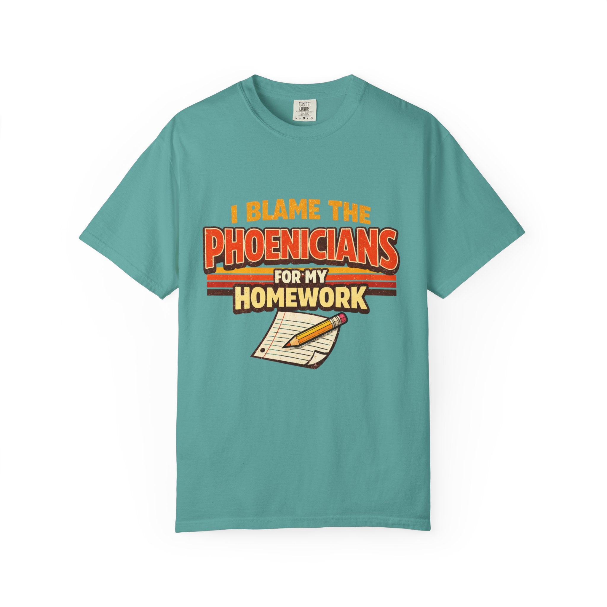 T-Shirt — "I Blame the Phoenicians for My Homework" Retro History Graphic Tee