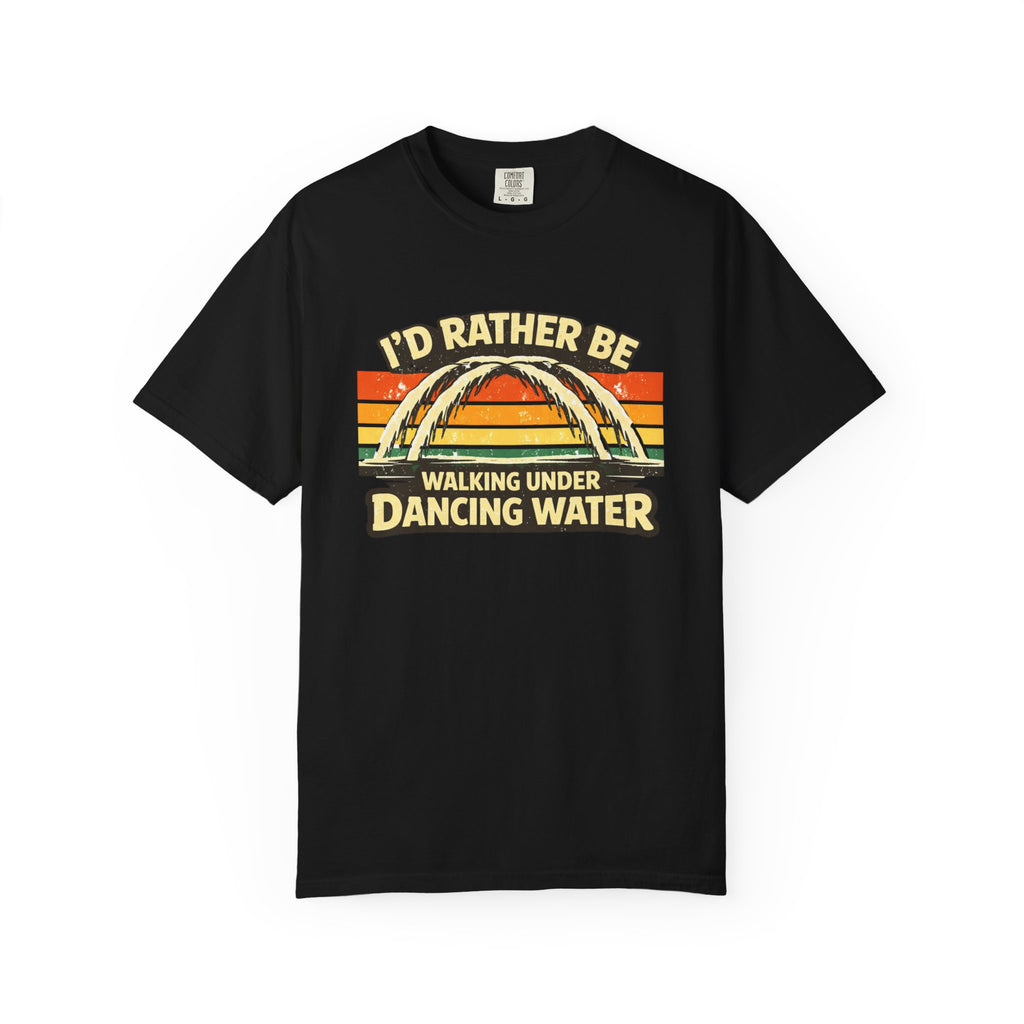 I'd Rather Be Walking Under Dancing Water T-Shirt — Retro Rainbow Nature Tee