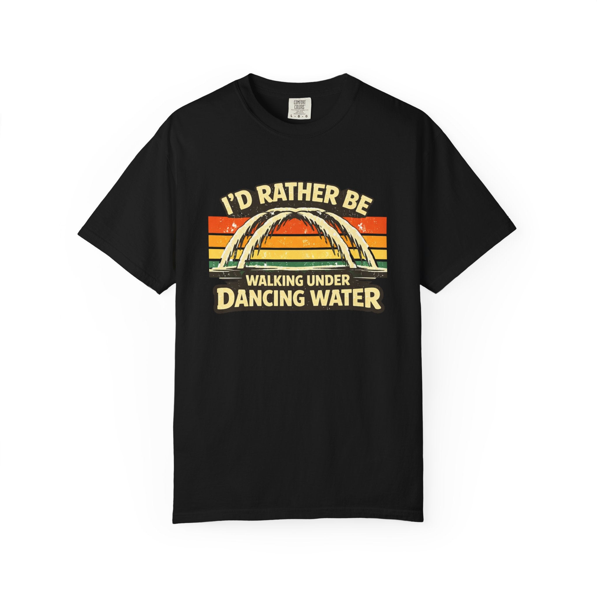 I'd Rather Be Walking Under Dancing Water T-Shirt — Retro Rainbow Nature Tee