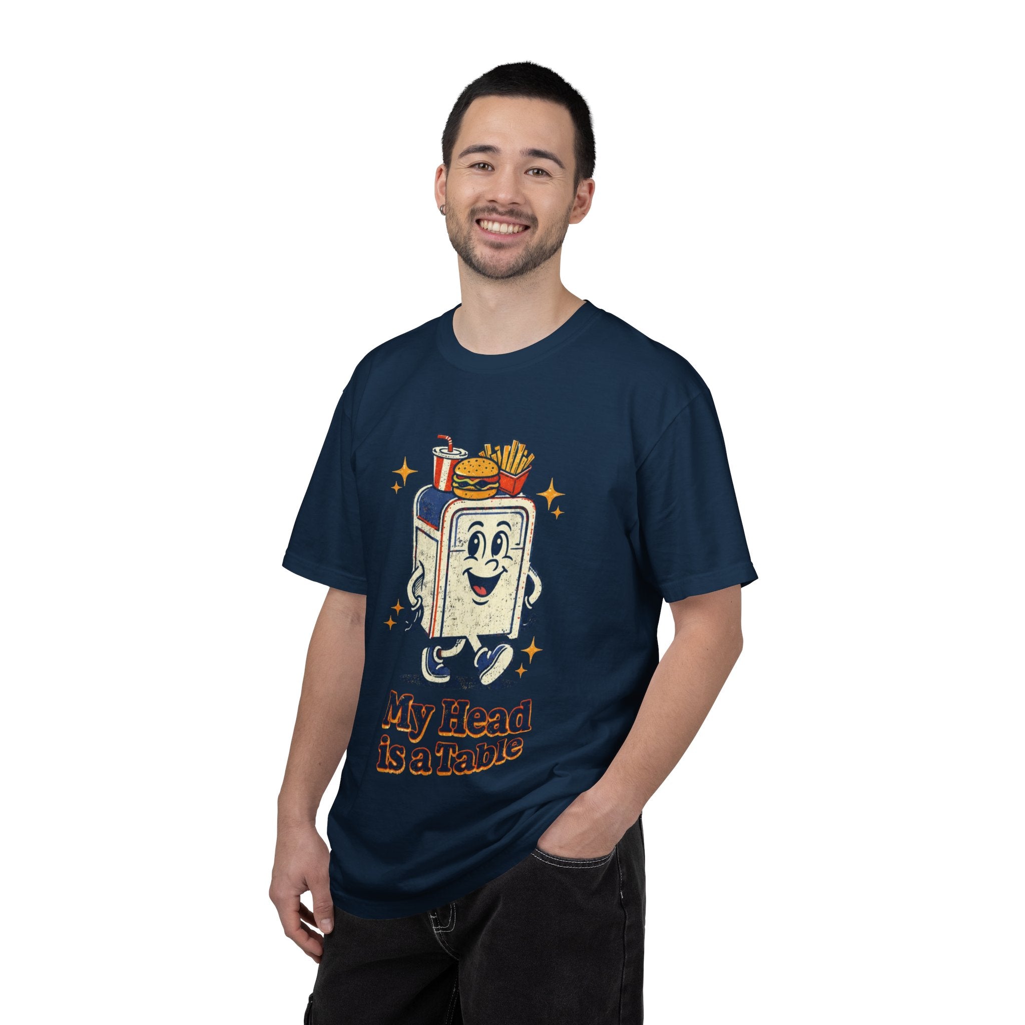 My Head Is a Table T-Shirt — Retro Cartoon Food Tray Tee