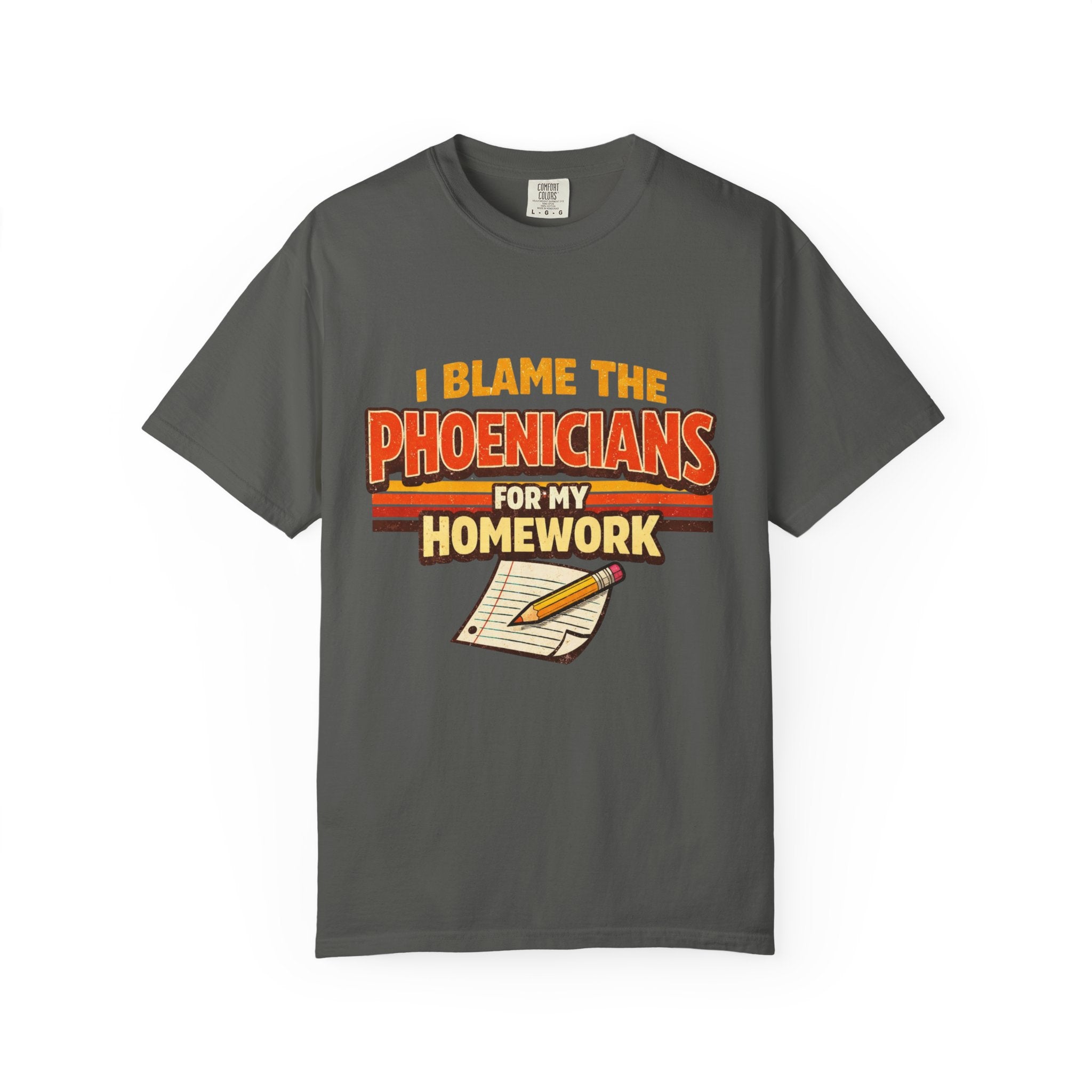 T-Shirt — "I Blame the Phoenicians for My Homework" Retro History Graphic Tee
