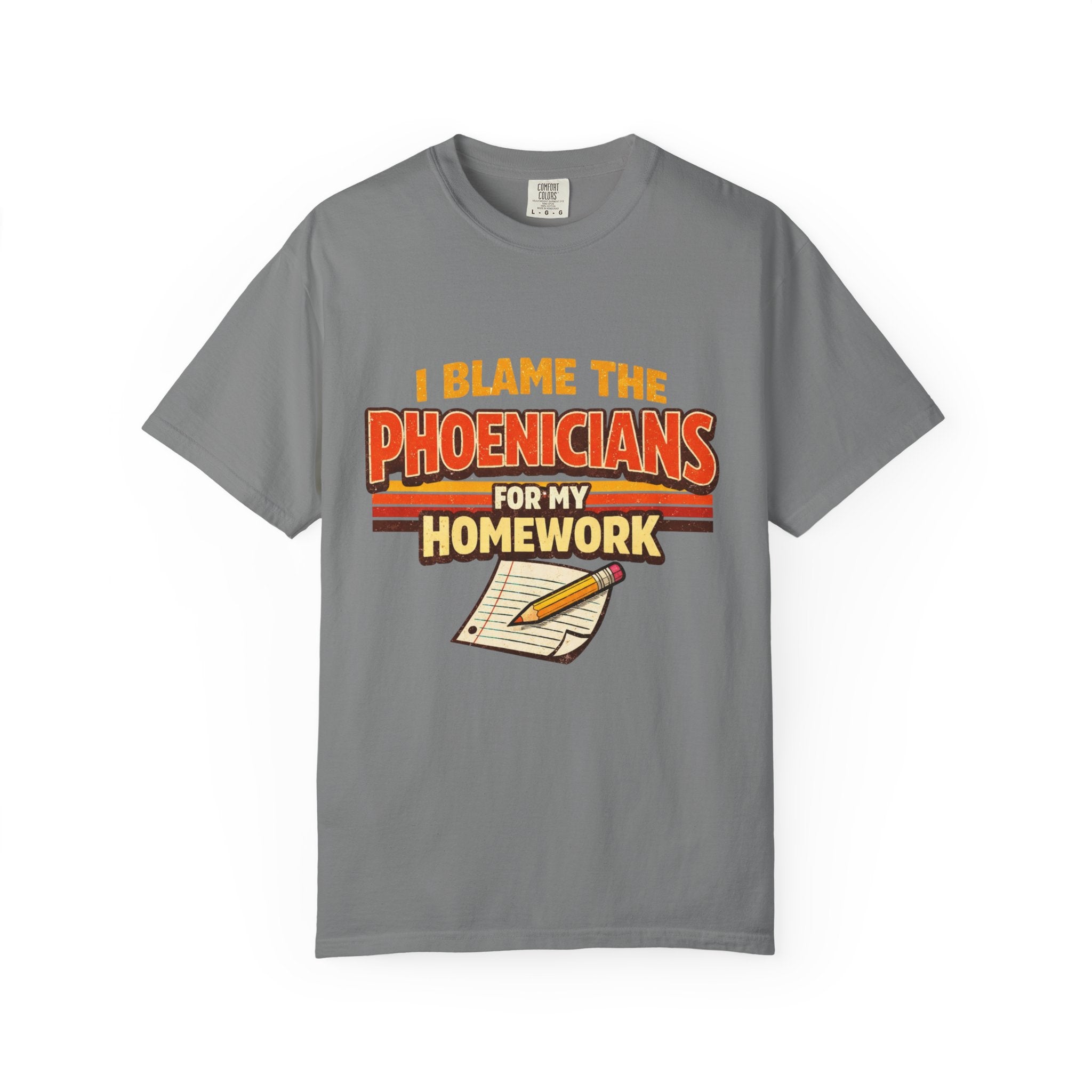 T-Shirt — "I Blame the Phoenicians for My Homework" Retro History Graphic Tee