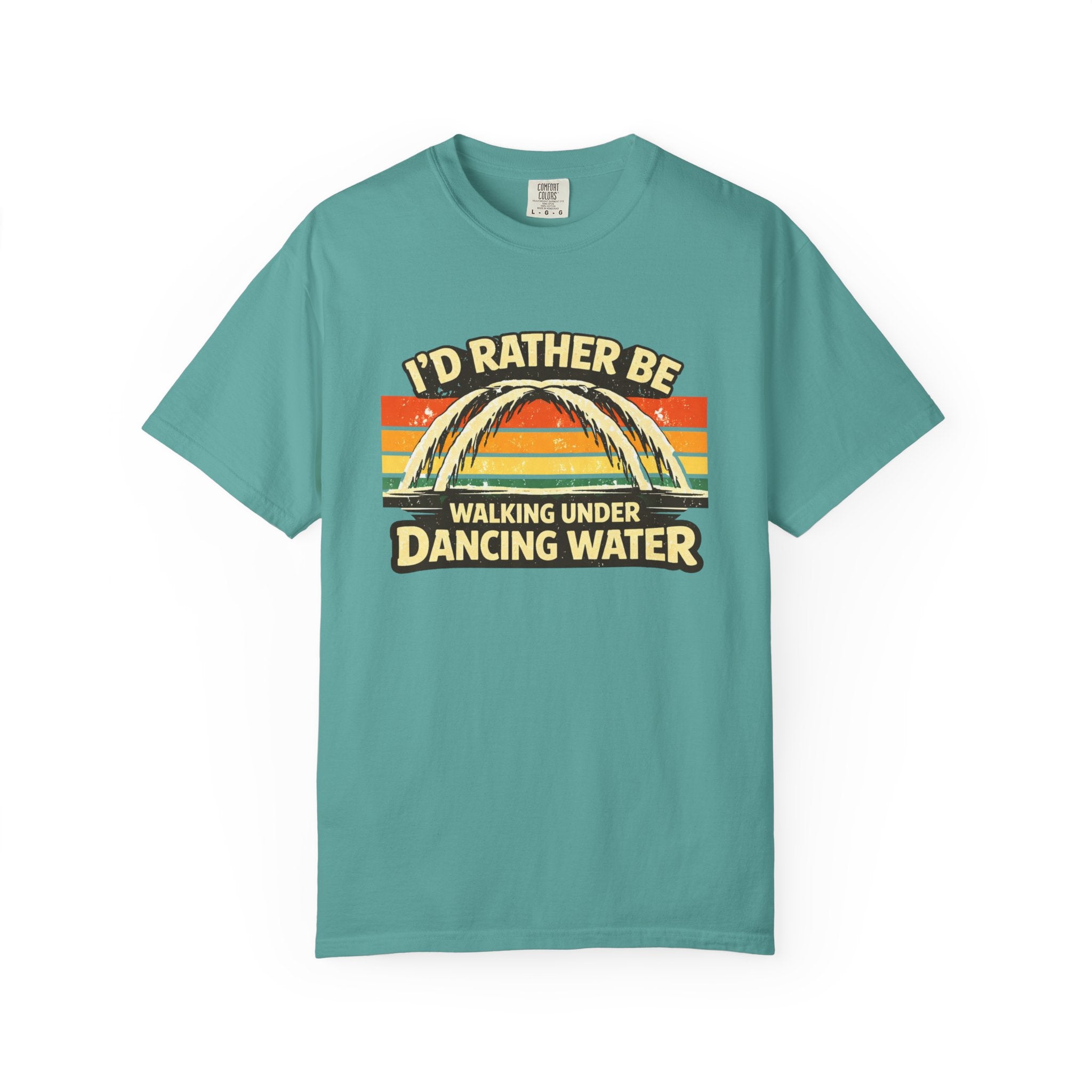 I'd Rather Be Walking Under Dancing Water T-Shirt — Retro Rainbow Nature Tee