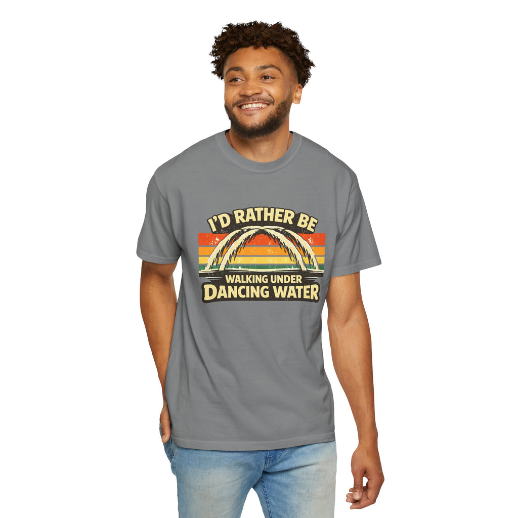 I'd Rather Be Walking Under Dancing Water T-Shirt — Retro Rainbow Nature Tee