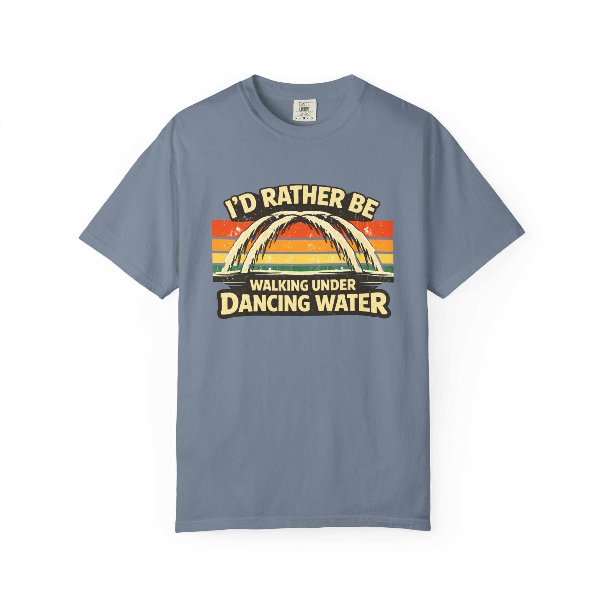 I'd Rather Be Walking Under Dancing Water T-Shirt — Retro Rainbow Nature Tee