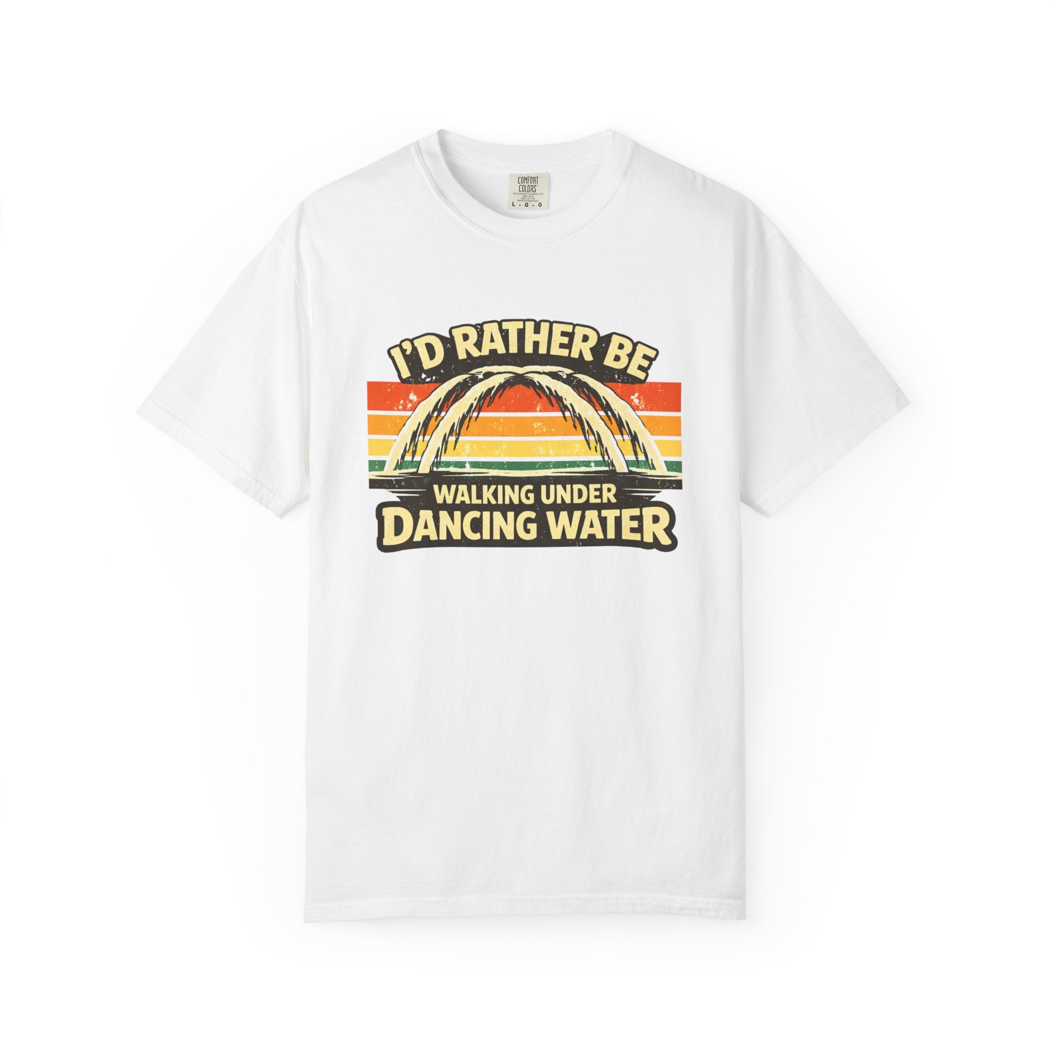I'd Rather Be Walking Under Dancing Water T-Shirt — Retro Rainbow Nature Tee