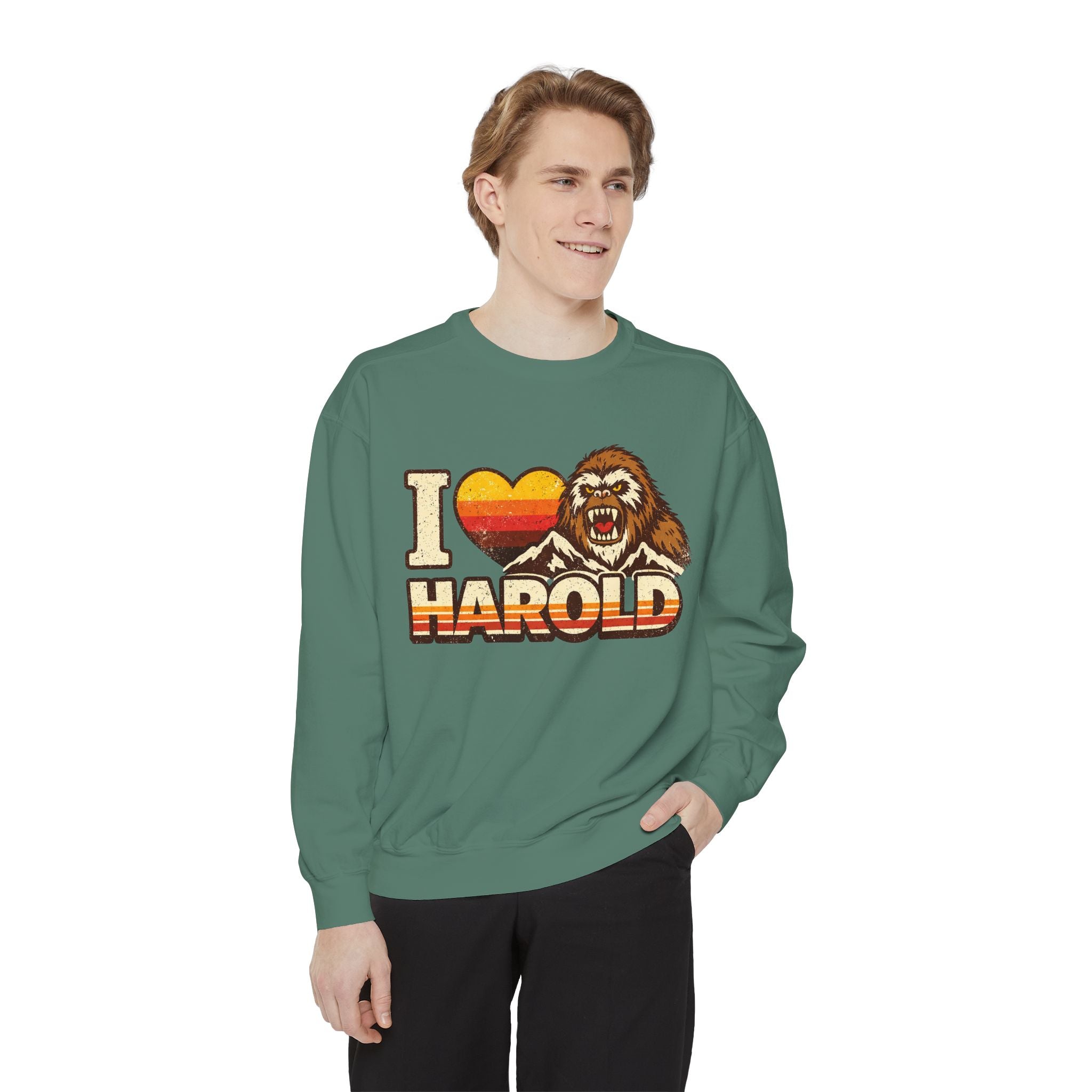 I Heart Harold Retro Sweatshirt — Vintage Mountain Sasquatch Crewneck