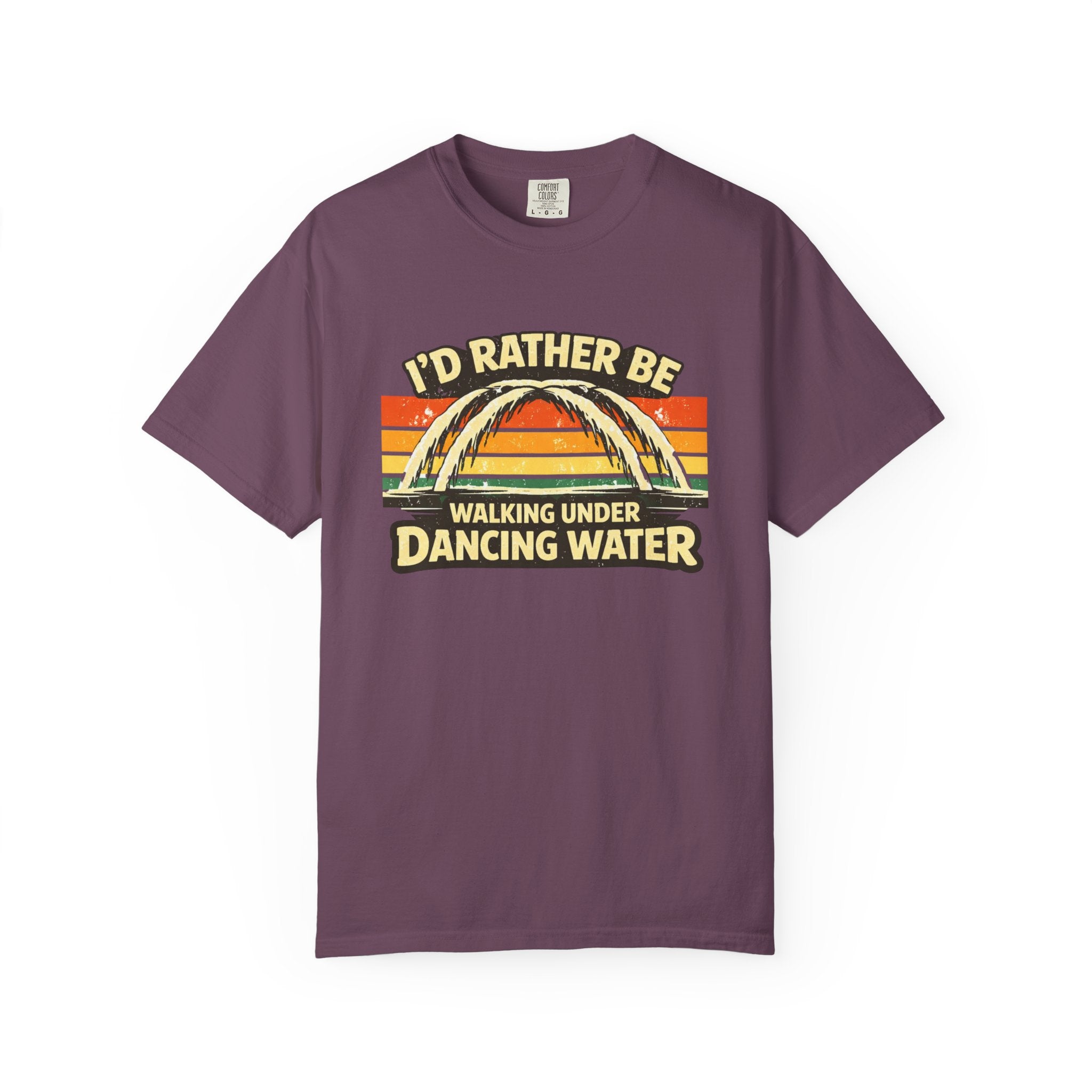 I'd Rather Be Walking Under Dancing Water T-Shirt — Retro Rainbow Nature Tee