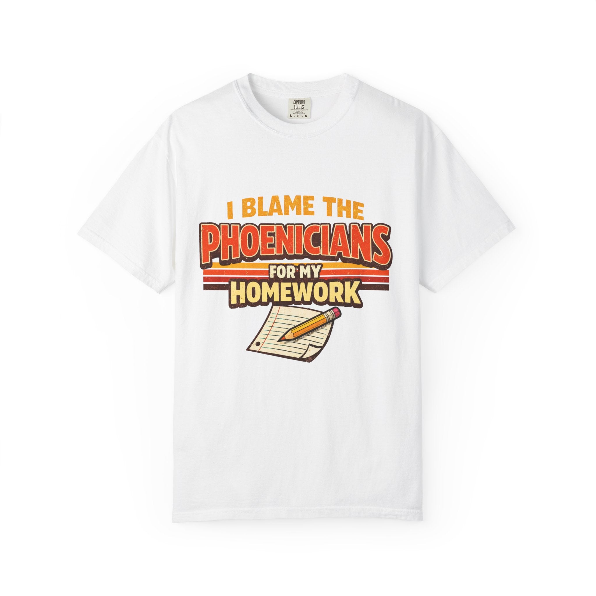 T-Shirt — "I Blame the Phoenicians for My Homework" Retro History Graphic Tee