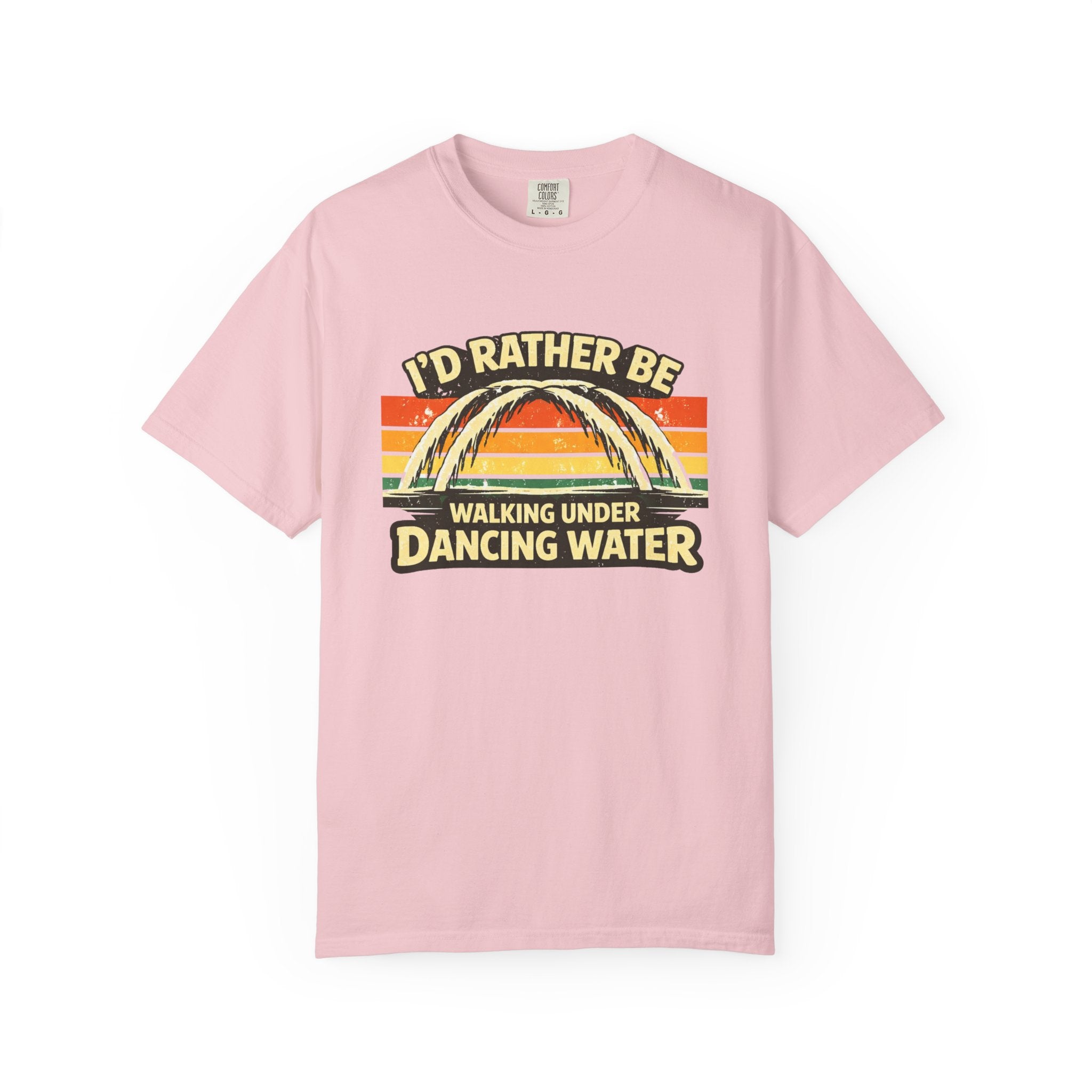I'd Rather Be Walking Under Dancing Water T-Shirt — Retro Rainbow Nature Tee