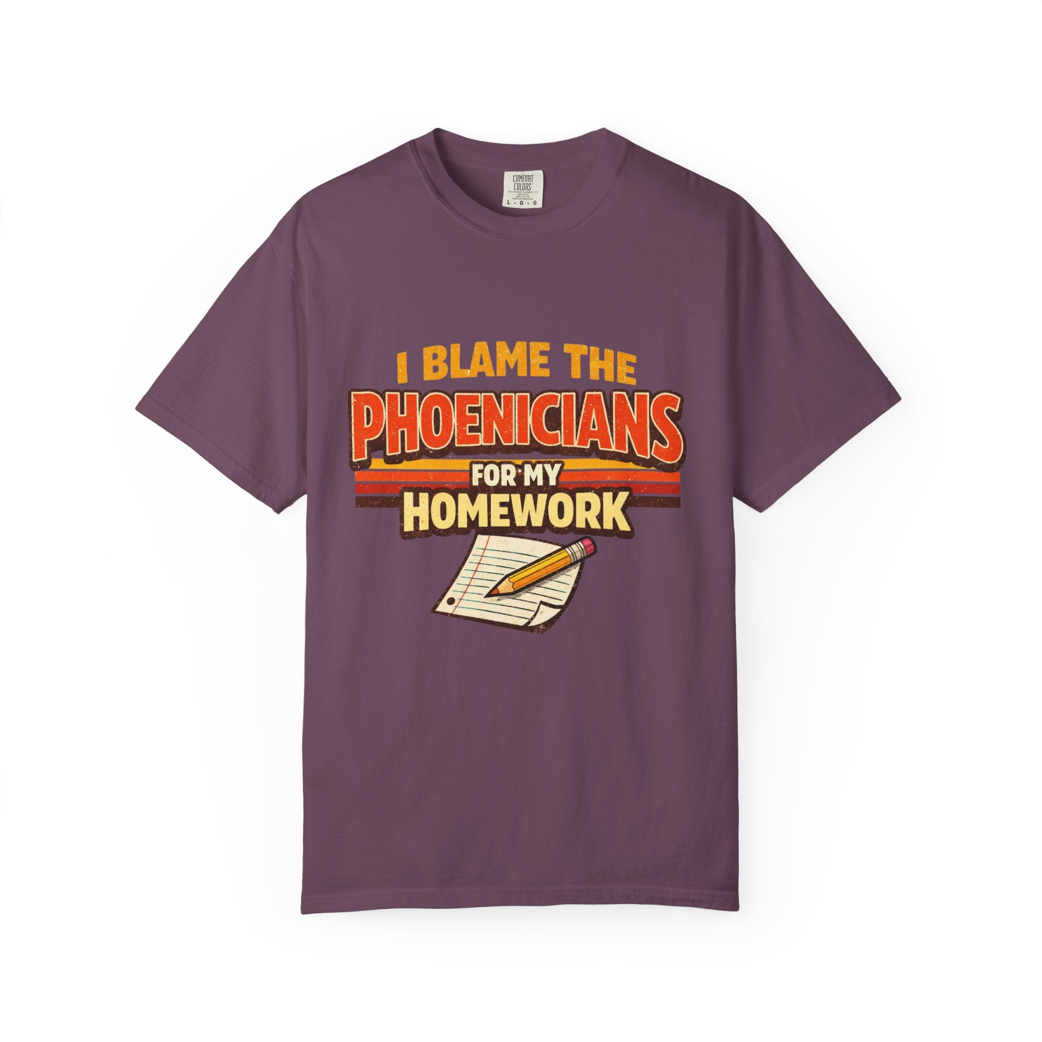 T-Shirt — "I Blame the Phoenicians for My Homework" Retro History Graphic Tee