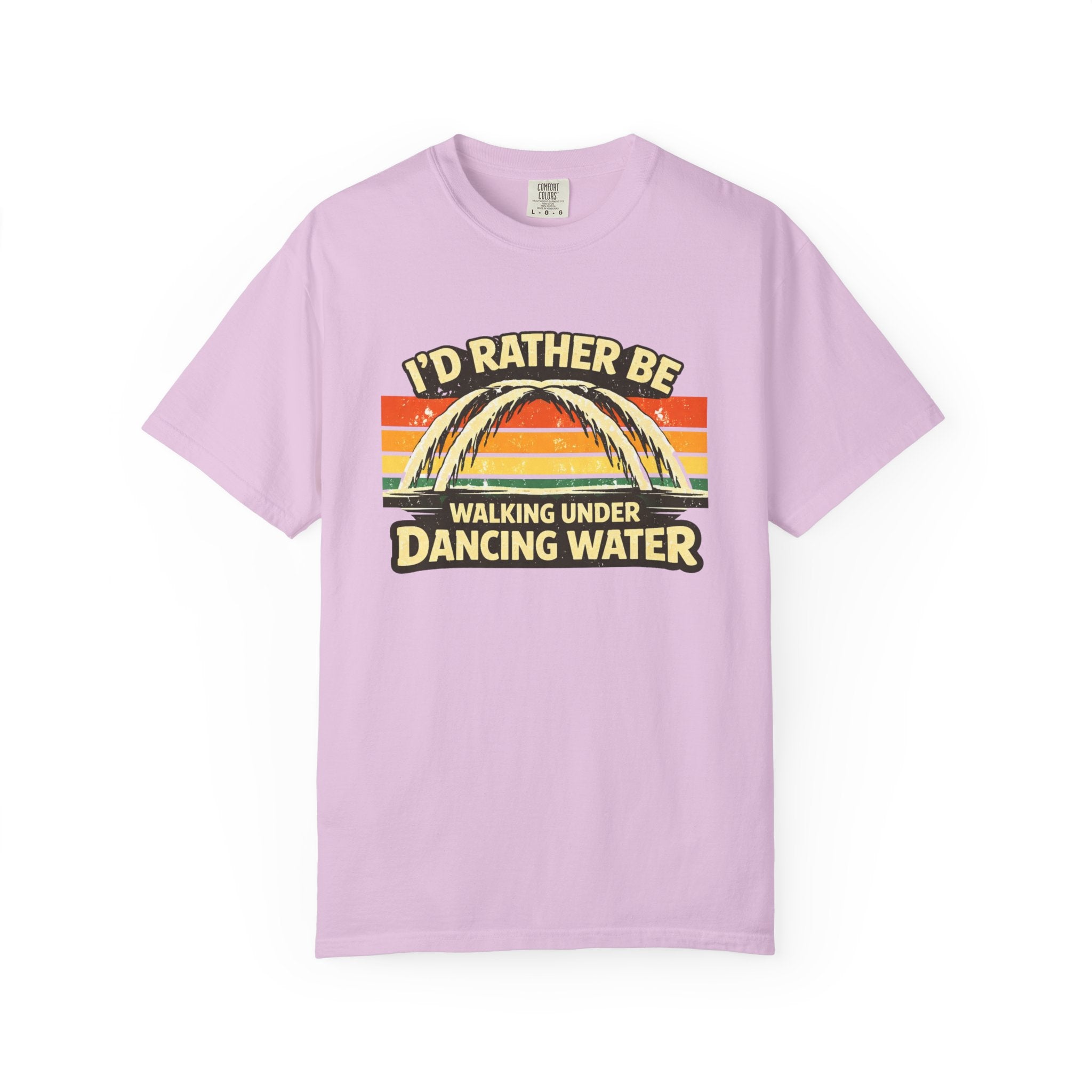 I'd Rather Be Walking Under Dancing Water T-Shirt — Retro Rainbow Nature Tee