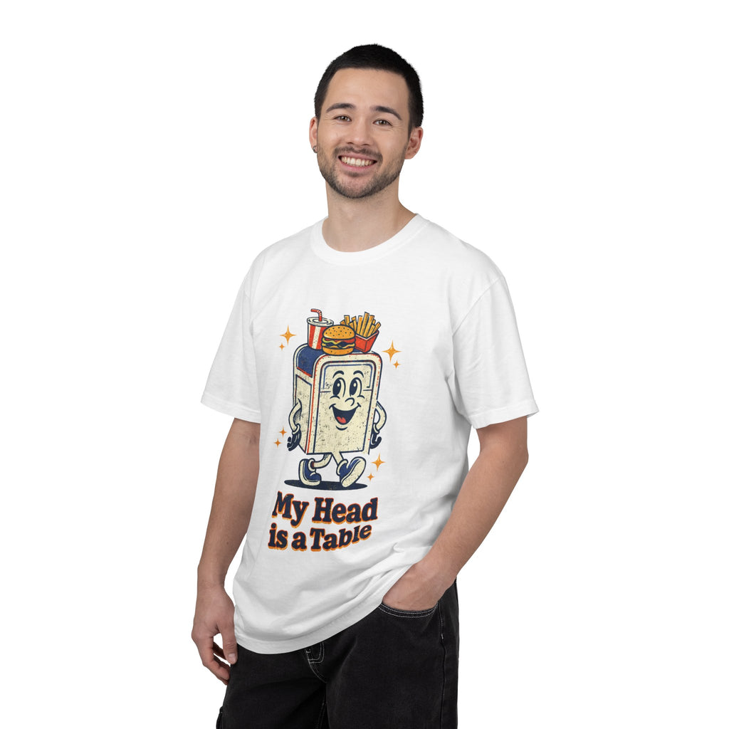 My Head Is a Table T-Shirt — Retro Cartoon Food Tray Tee