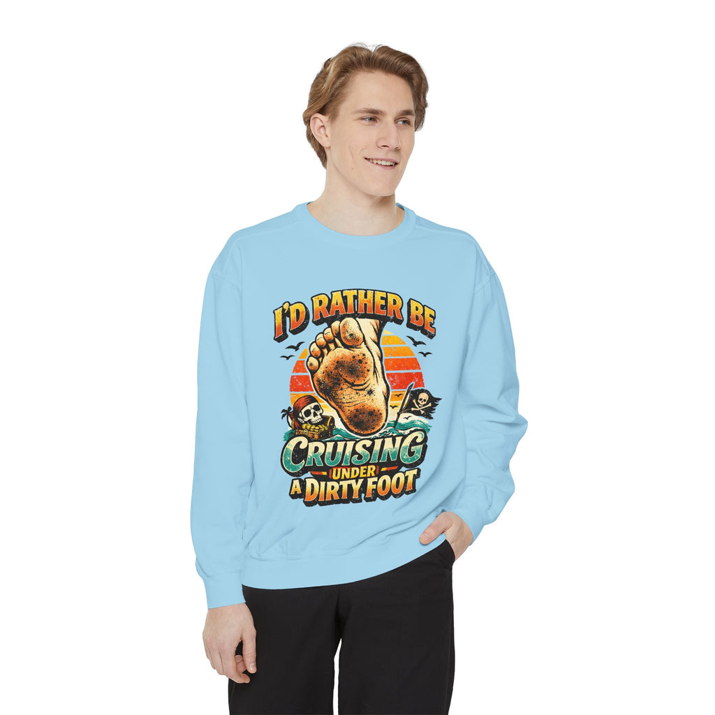 Copy of T-Shirt — "I'd Rather Be Cruising Under a Dirty Foot" Retro Beach Graphic