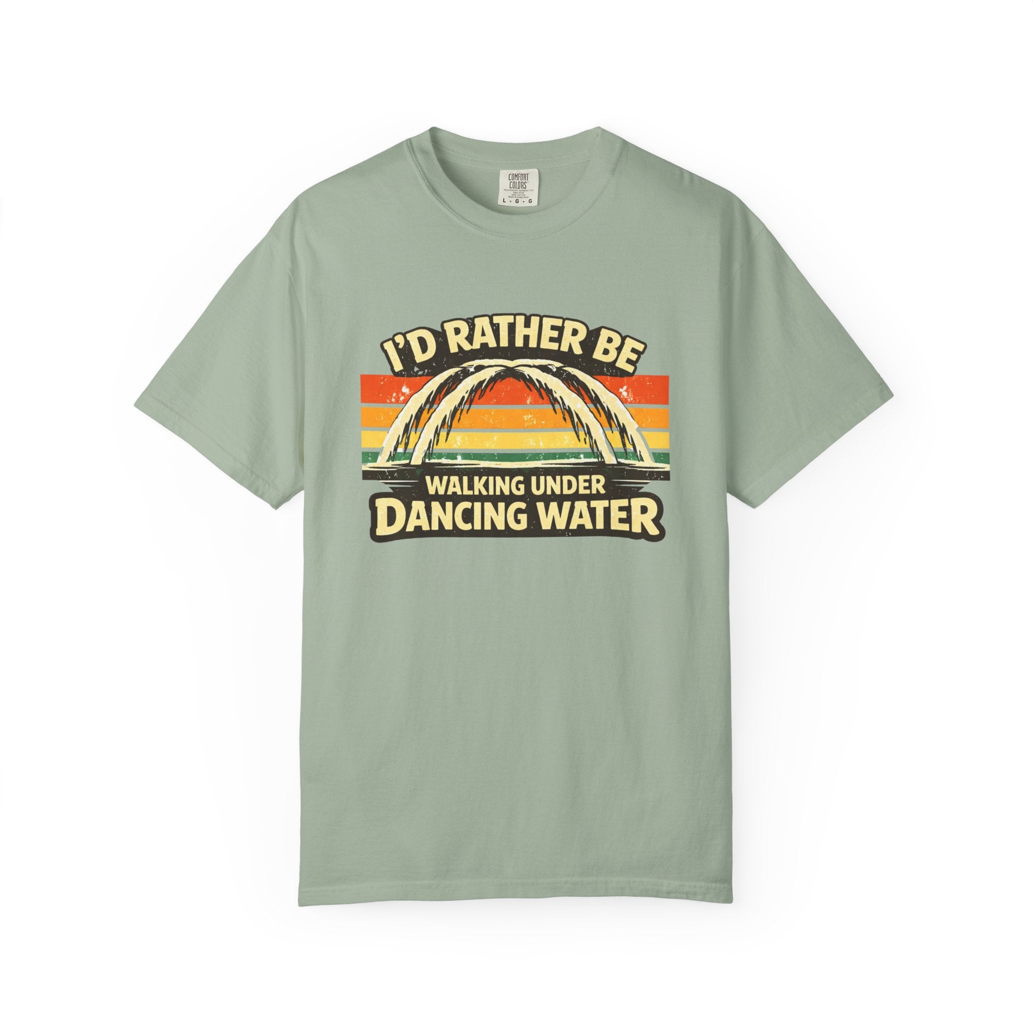 I'd Rather Be Walking Under Dancing Water T-Shirt — Retro Rainbow Nature Tee