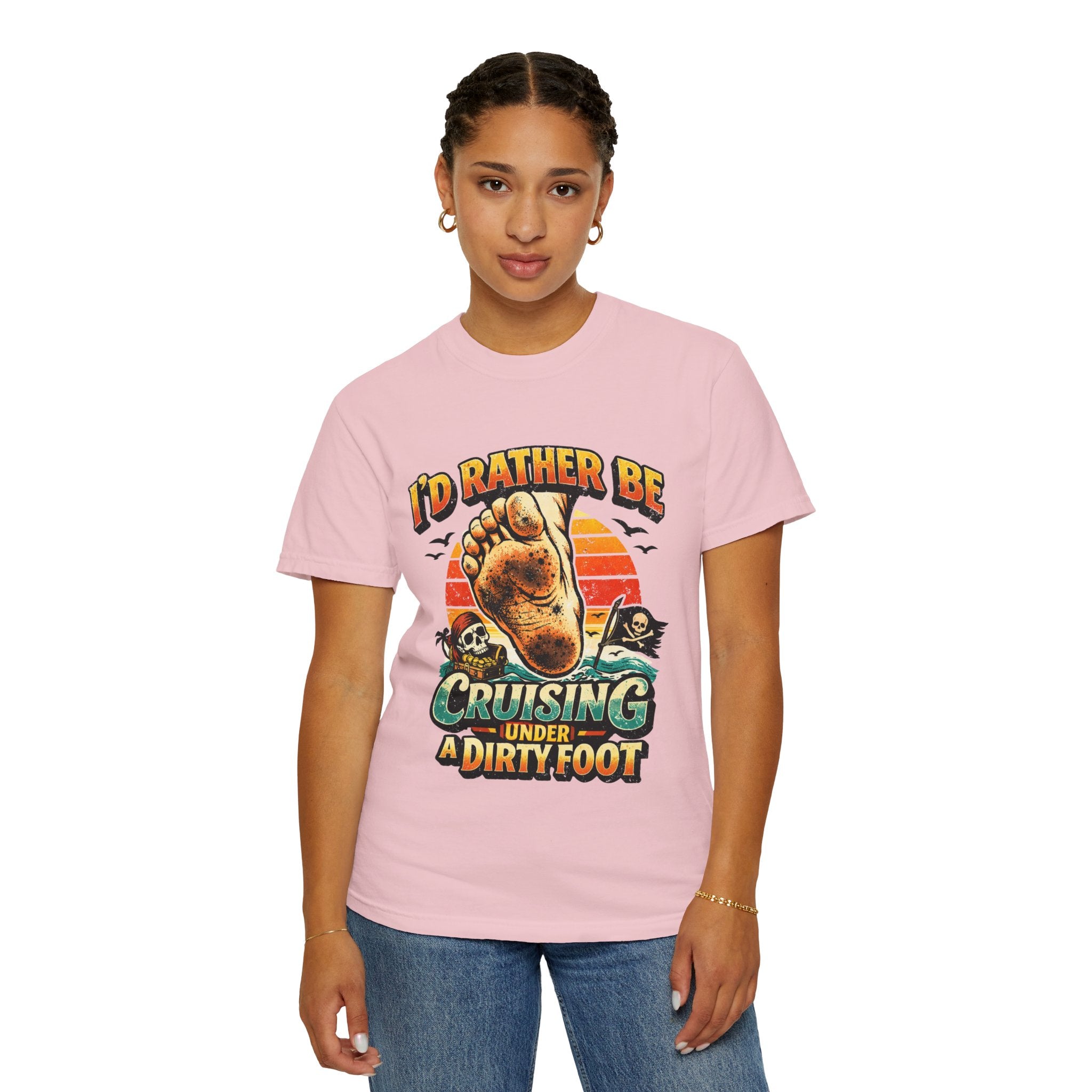 T-Shirt — "I'd Rather Be Cruising Under a Dirty Foot" Retro Beach Graphic
