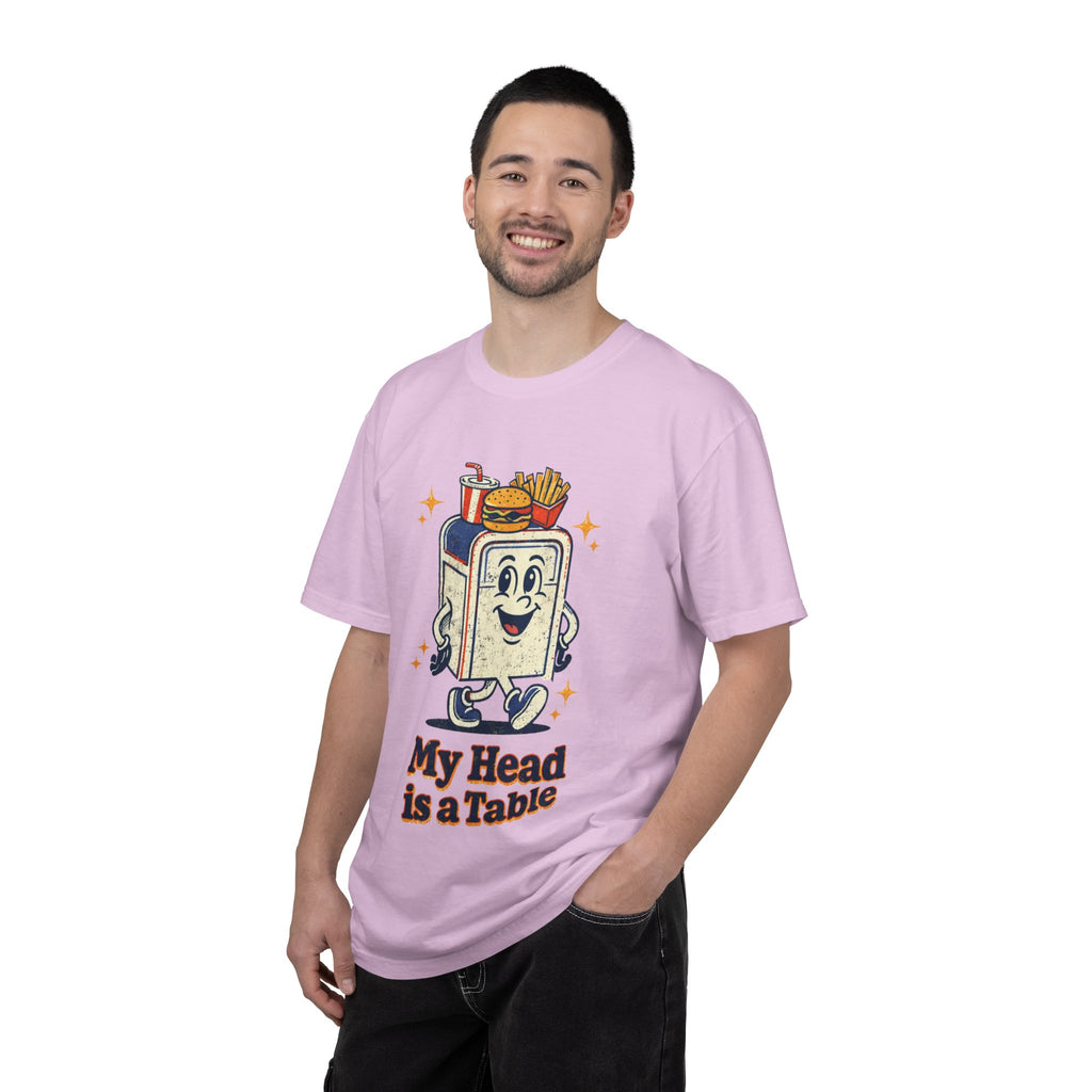 My Head Is a Table T-Shirt — Retro Cartoon Food Tray Tee