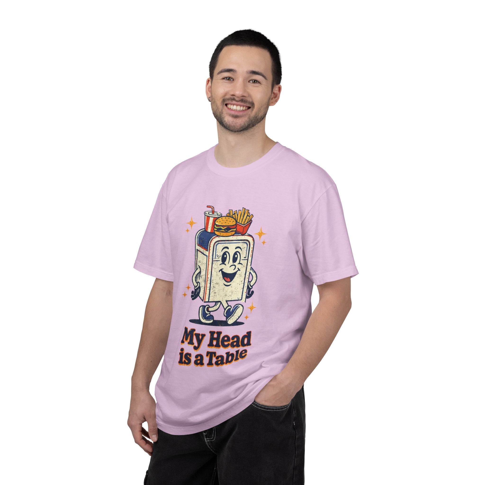 My Head Is a Table T-Shirt — Retro Cartoon Food Tray Tee