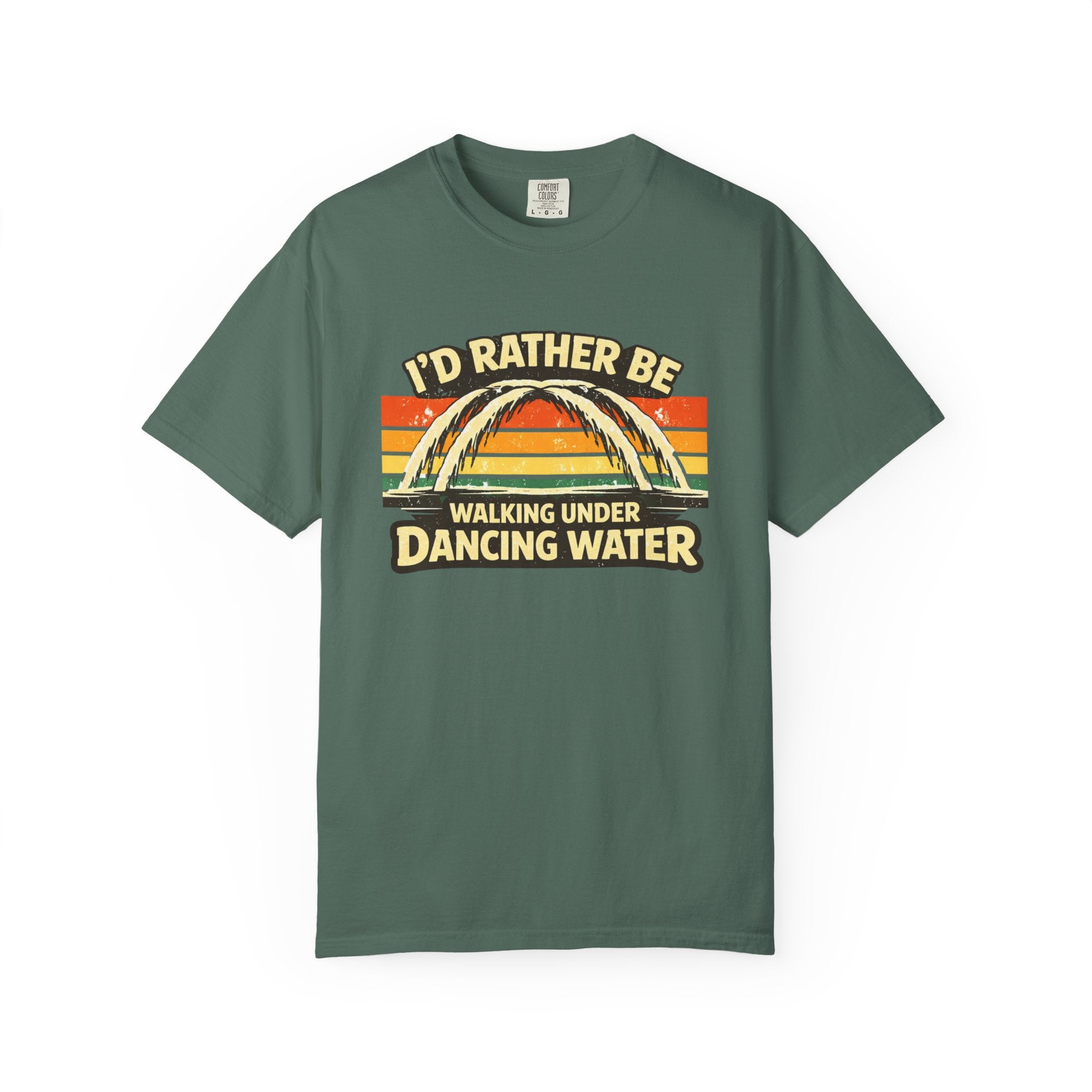 I'd Rather Be Walking Under Dancing Water T-Shirt — Retro Rainbow Nature Tee