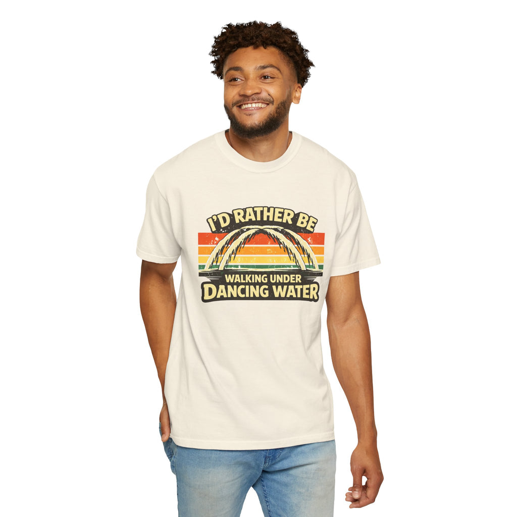 I'd Rather Be Walking Under Dancing Water T-Shirt — Retro Rainbow Nature Tee