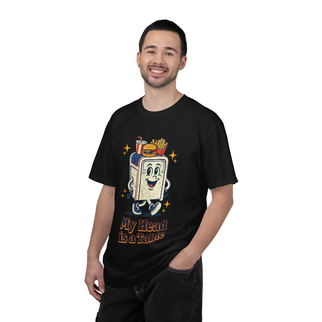 My Head Is a Table T-Shirt — Retro Cartoon Food Tray Tee