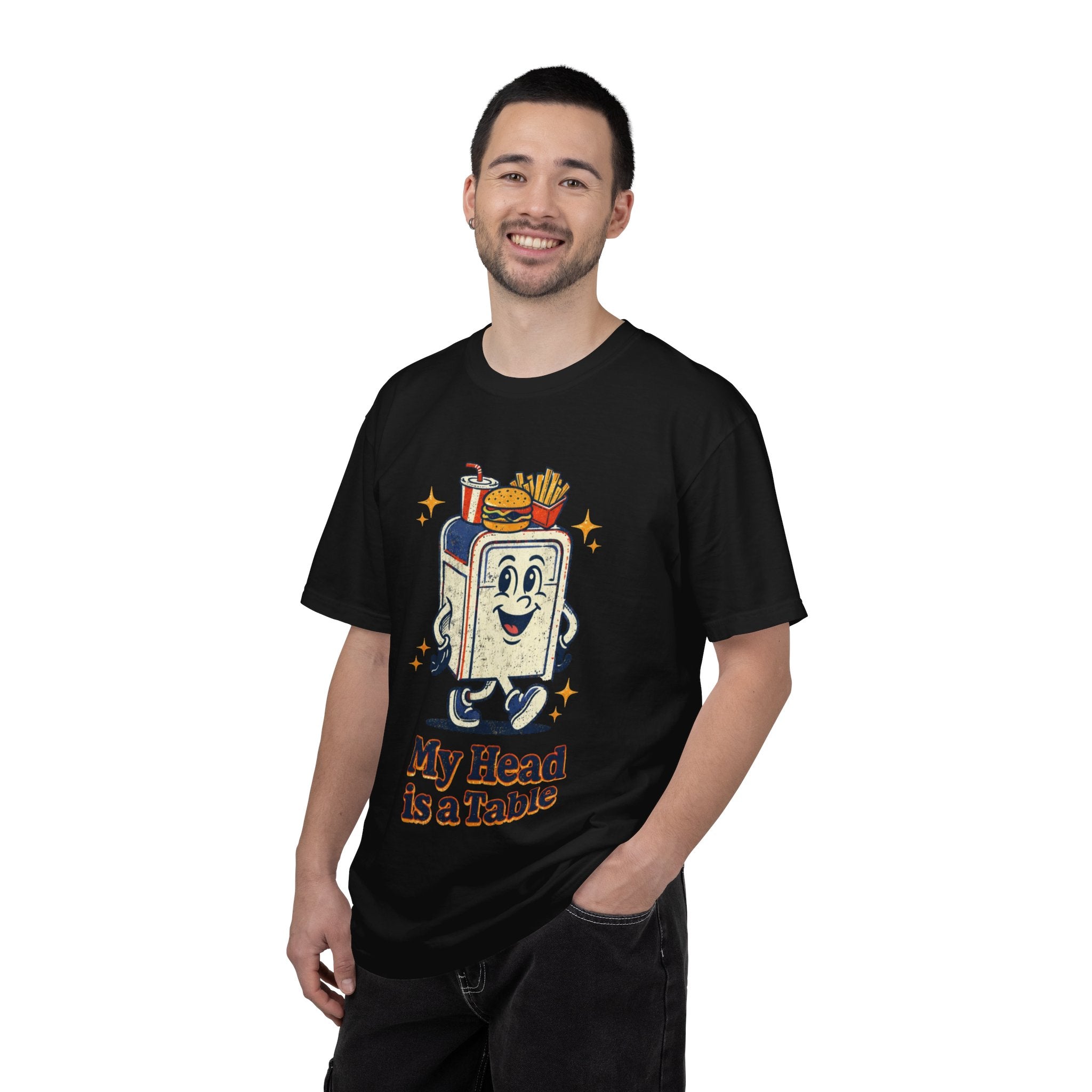 My Head Is a Table T-Shirt — Retro Cartoon Food Tray Tee