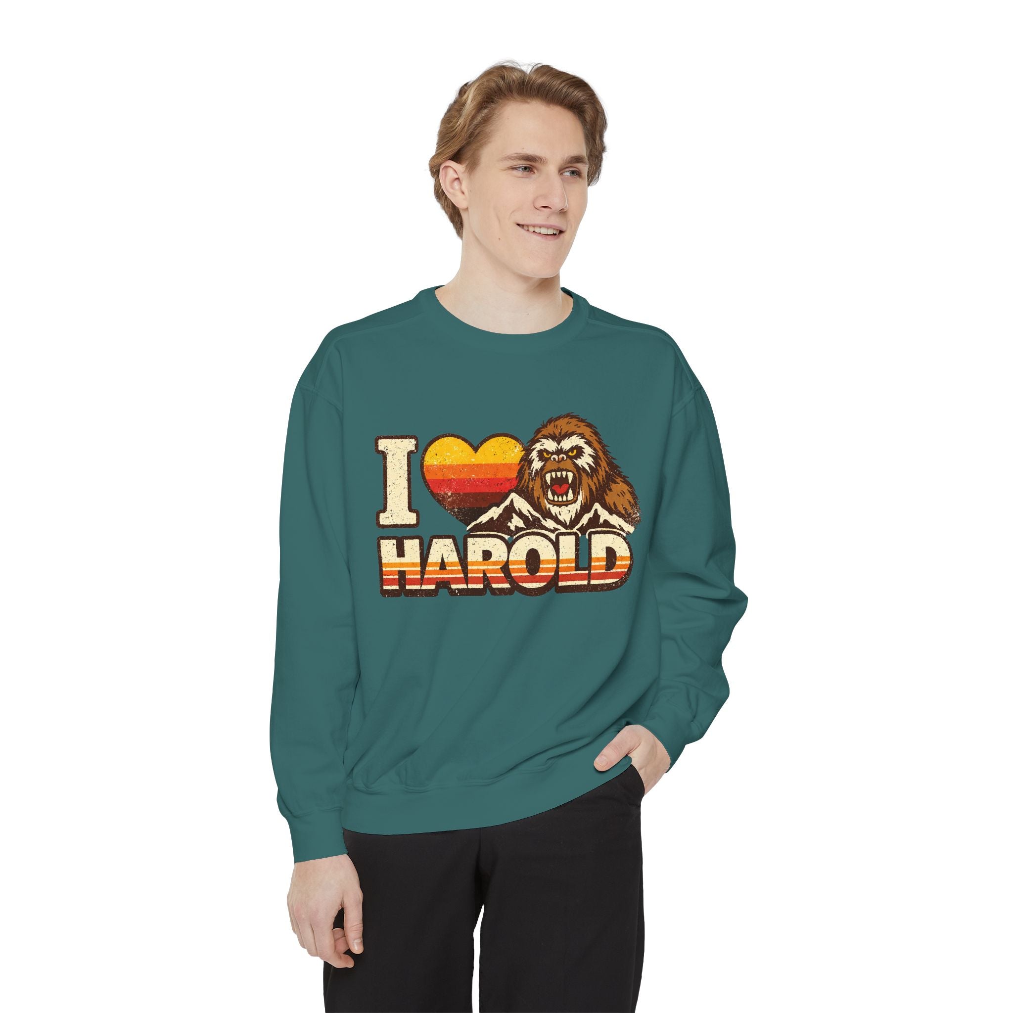 I Heart Harold Retro Sweatshirt — Vintage Mountain Sasquatch Crewneck