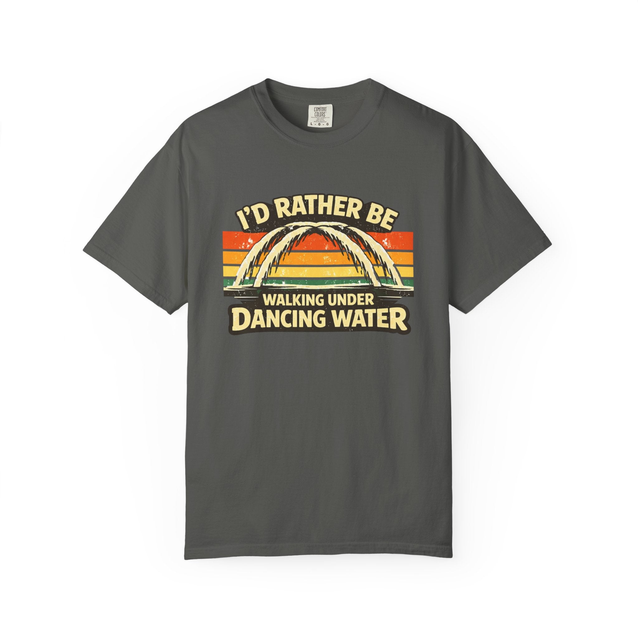 I'd Rather Be Walking Under Dancing Water T-Shirt — Retro Rainbow Nature Tee